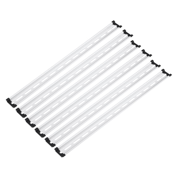 DIN Rail Slotted Aluminum Mounting Guide 20 Inch x 1.4 Inch x 0.3 Inch with Guide Rail Cover for Equipment Installation 6 Pcs, Silver