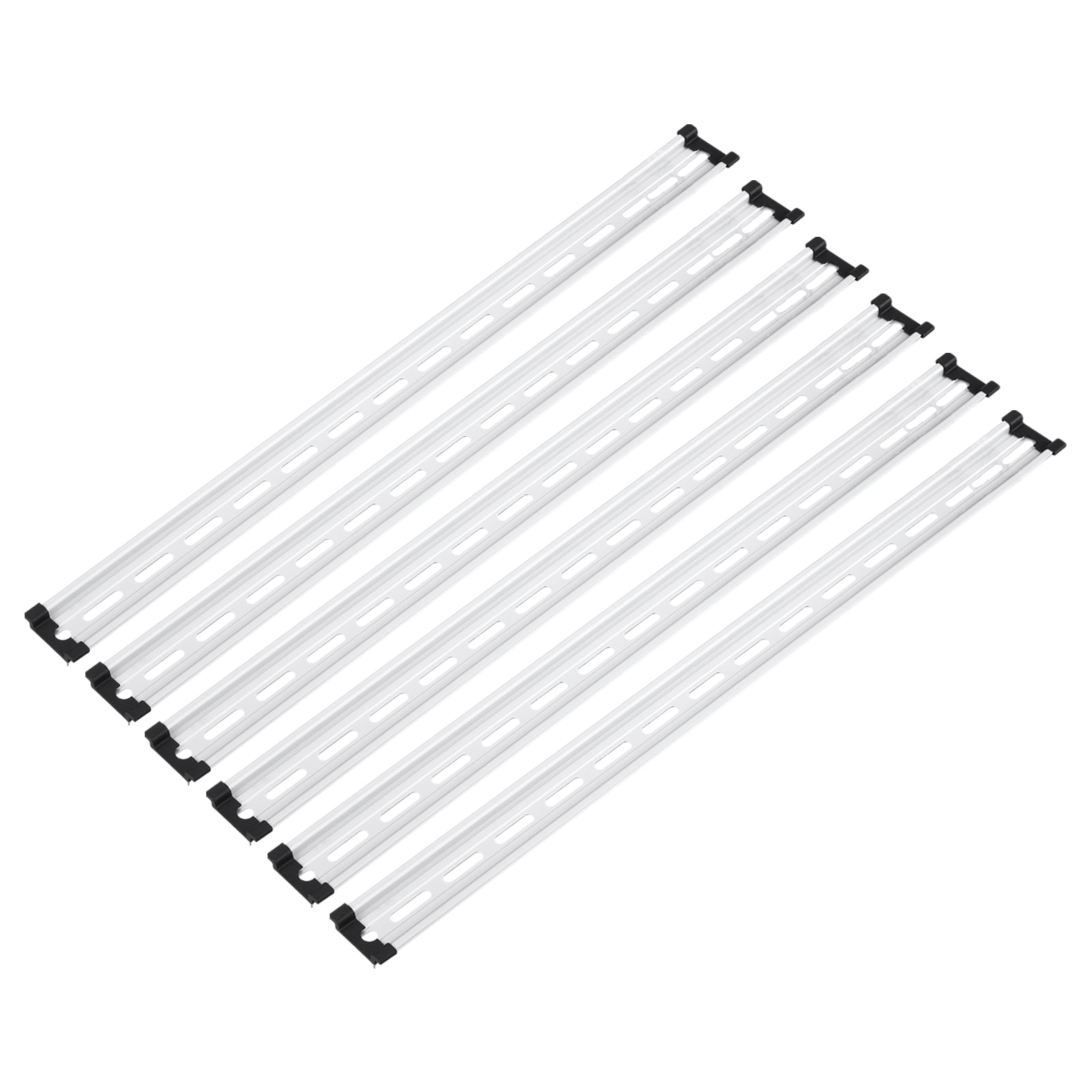 DIN Rail Slotted Aluminum Mounting Guide 22 Inch x 1.4 Inch x 0.3 Inch with Guide Rail Cover for Equipment Installation 6 Pcs, Silver