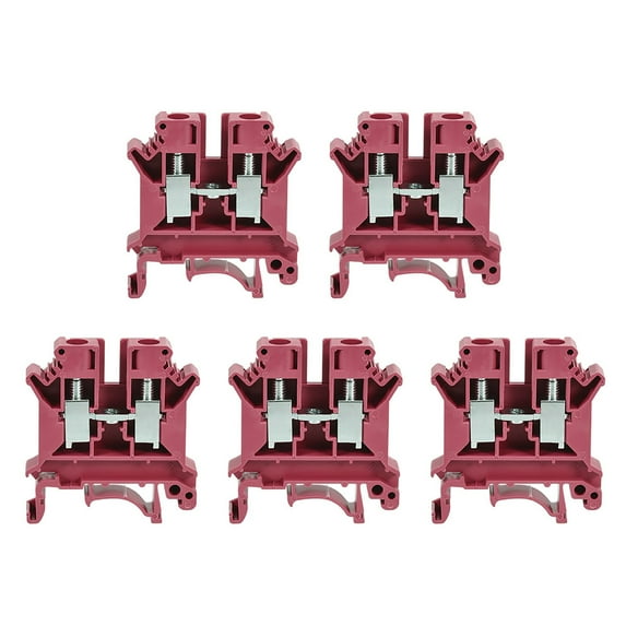 DIN Rail Terminal Block UK6N 800V 57A Screw Type Connector 6mm2 Red 5Pcs