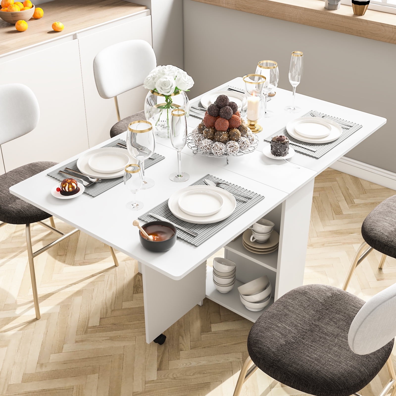 DINAZA Collapsible Dining Table, Multifunction Space saving DINAZA Collapsible Dining Table, Multifunction Space saving