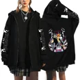 thumbnail image 1 of DINGCAI   Kurosaki Ichigo Printed Zip-Up Hoodie - Unisex Oversized Harajuku Streetwear,XL,8, 1 of 5