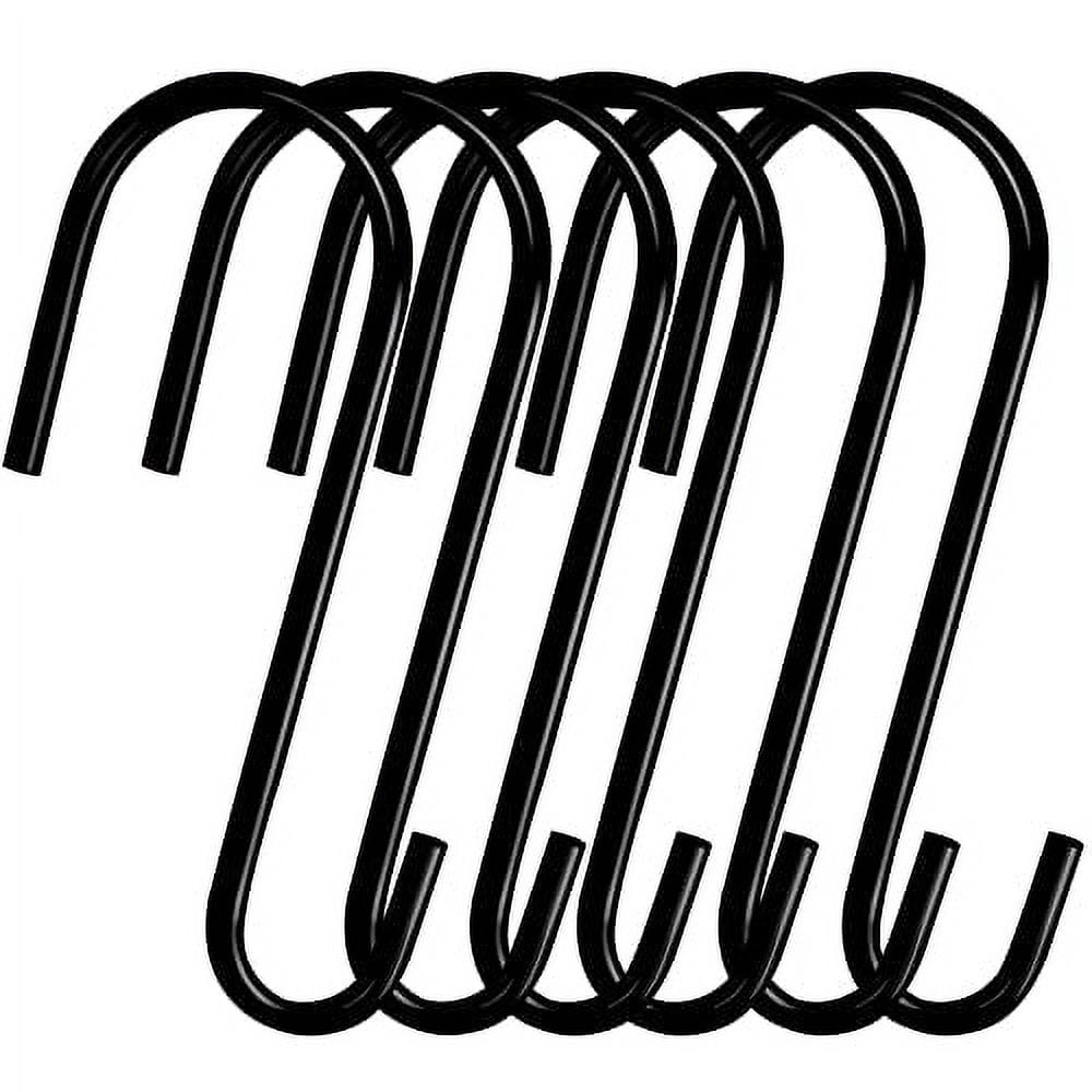 DINGEE 6 Inch Heavy Duty Solid 5.5mm Thickness Large S Hooks,Black Metal  Hanging Max up to 80 Pounds Hooks for Plants Outdoor, Garden,Heavy Items