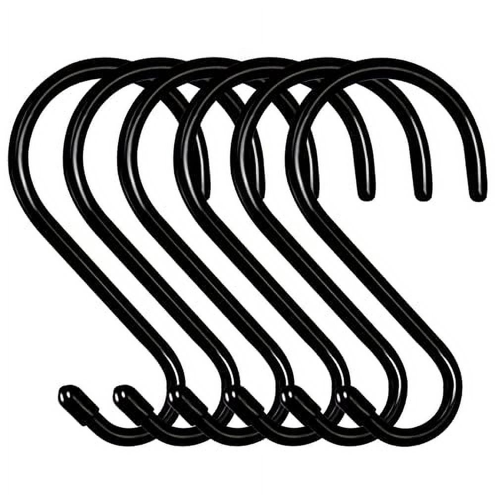 DINGEE 6 inch Long S Hooks Heavy Duty Non-Slip Vinyl Coated (6 Pack) Black  Metal Steel Large S Hooks for Hanging Plants Closet Rod Jeans Plants  Jewelry Kitchen Pot Pan Cups Towels Hats 
