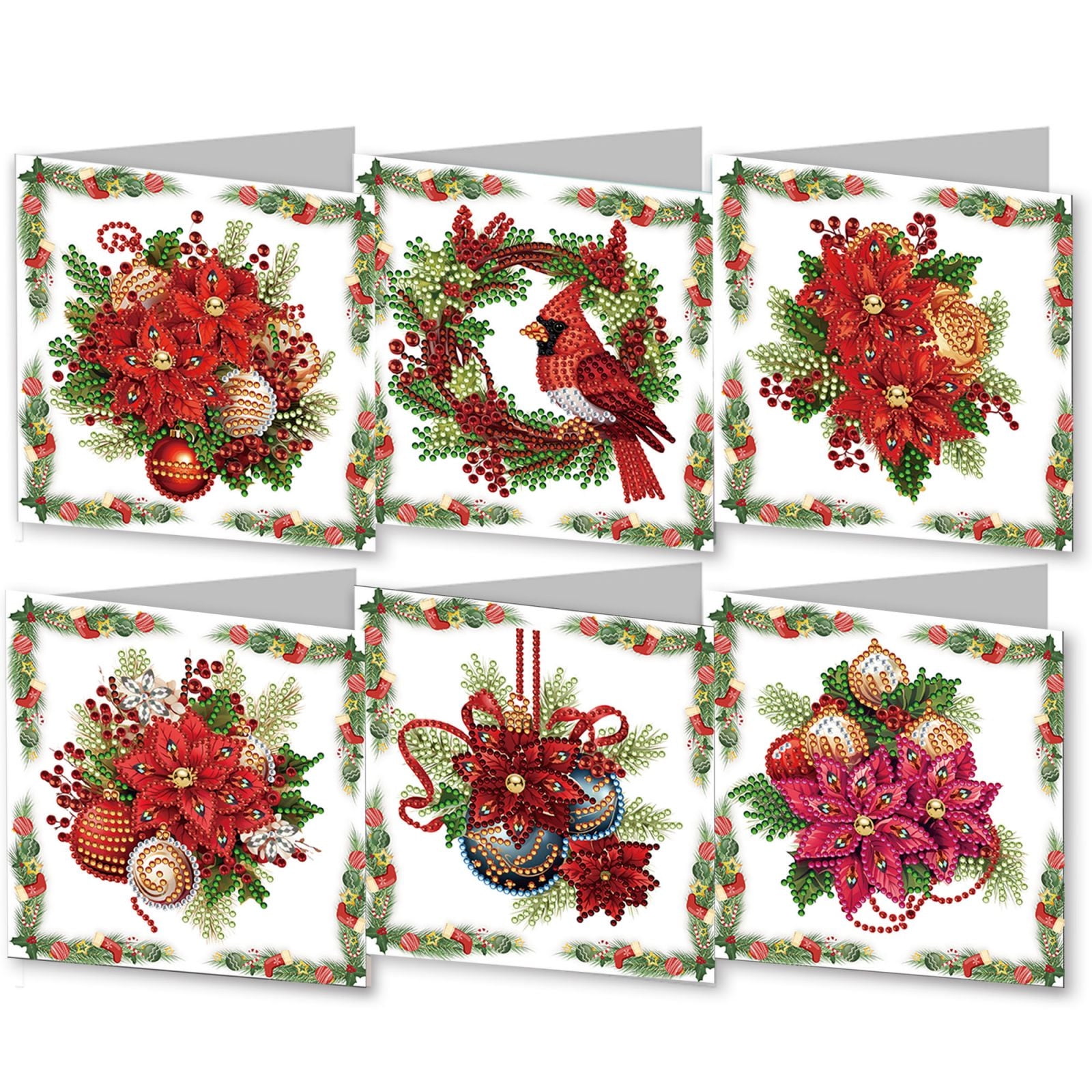 6Pcs DIY Diamond Art Greeting Cards Kit - Christmas & Birthday Cards With Sparkling Diamonds, Foldable Design