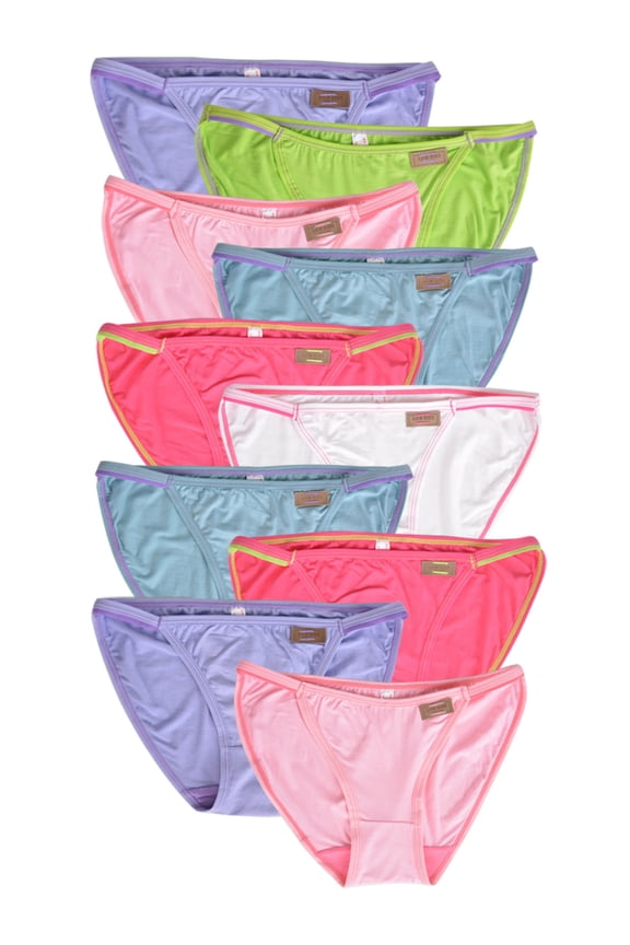 10 Pack Women's Bikini Panties Low Rise Viscose String Ladies Underwear Assorted Colors,Size 6