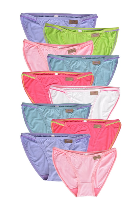 10 Pack Women's Bikini Panties Low Rise Viscose String Ladies Underwear Assorted Colors,Size 5