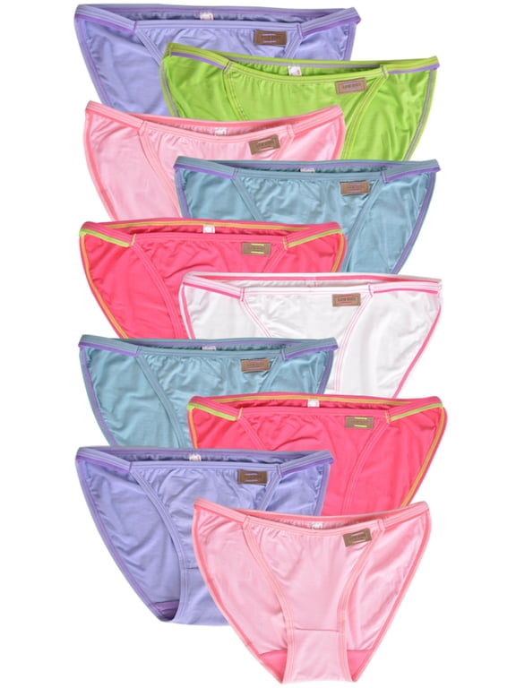 10 Pack Women's Bikini Panties Low Rise Viscose String Ladies Underwear Assorted Colors,Size 7