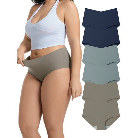 DINGLU 6 Pack Women Seamless Bikini Cheeky Underwear No Show Stretch Invisible Hipster Panties