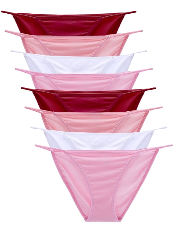 8 Pack Women Panties String Bikini Underwear High Cut Sexy Low Rise Hipster Cheeky Panty,Size 4