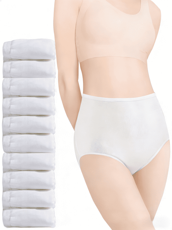 Disposable High Waisted Women's Underwear 10 Pack Soft Breathable Panties Comfortable Full Coverage Briefs for Travel Postpartum,Size 6