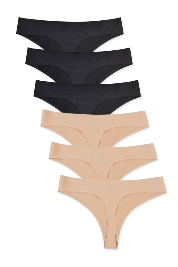 Seamless Thongs for Women No Show Low Rise Stretch Thong Underwear 6 Pack
