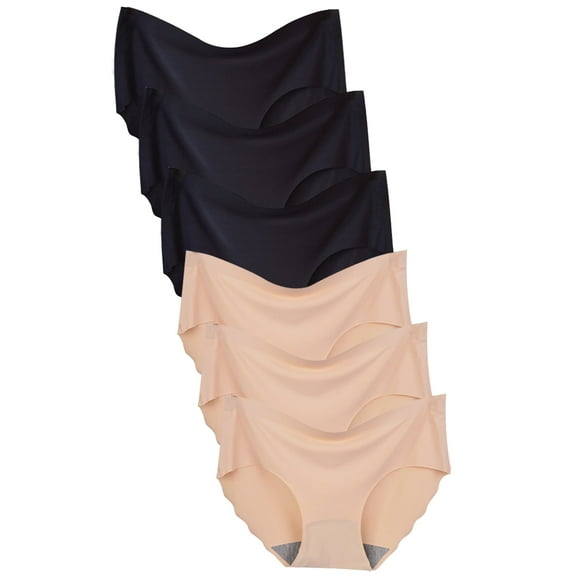 DINGLU Seamless Underwear for Women Hipster Panties Pack of 6 Wave Edge No Show Briefs,Size 8