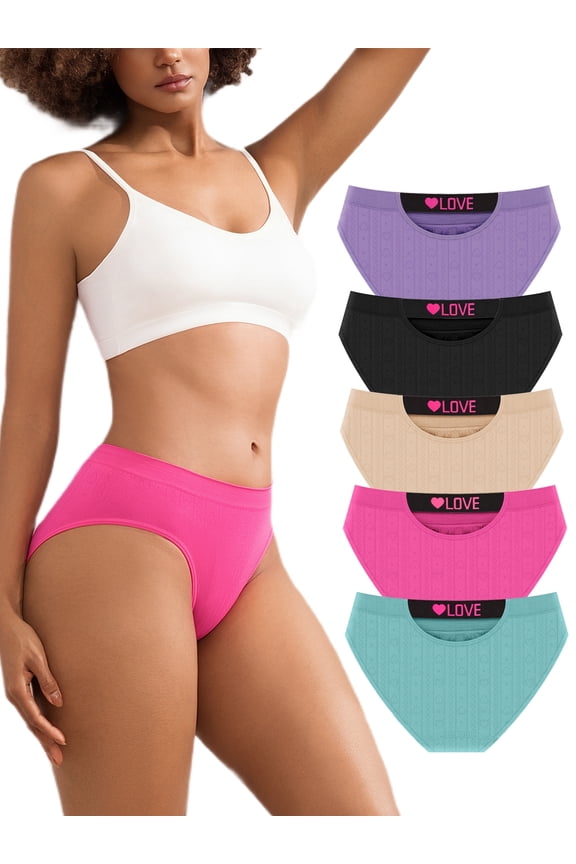 Women's Underwear Multipack Soft Breathable Ladies Panties with Stretch Waistband Sizes S-XXL 5 Pack