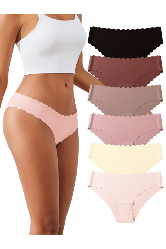 Womens Seamless Bikini Underwear High Cut No Show Panties Hipster Stretch Cheeky 6 Pack,Size 7