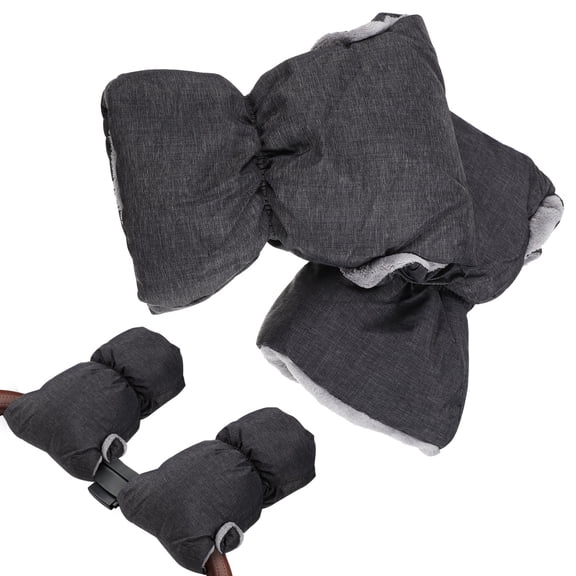 DINHEAROM Winter Stroller Mittens 1 Pair with Triple Layer Insulation, 11x9x0.9in, Warm Gloves for Stroller Handles