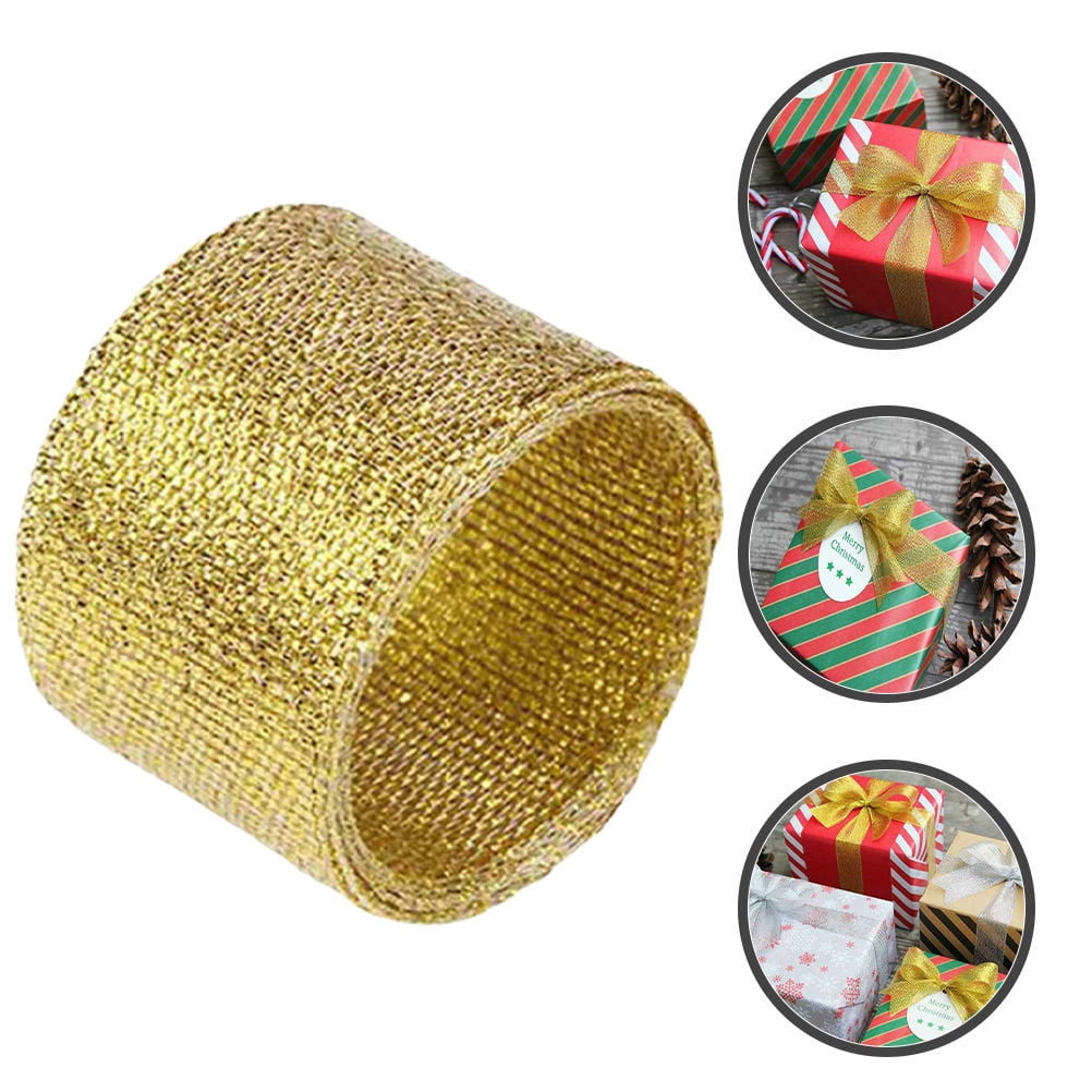 DINHEAROM 1 Roll Metallic Strip Ribbon Gold for present Wrapping and ...