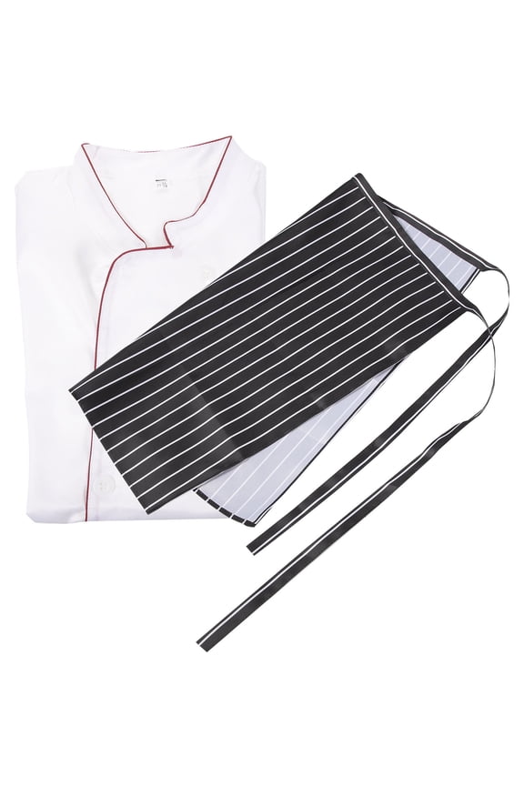 Chef Coat and Apron Set for Kitchen and Baking Use, Short Cooking Uniform, 26.33x25.94in