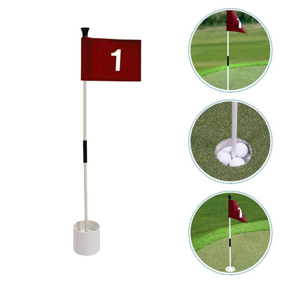 DINHEAROM 1Set Golf Flagpole and Flag Kit with Clear Number Printing for Golf Practice Use