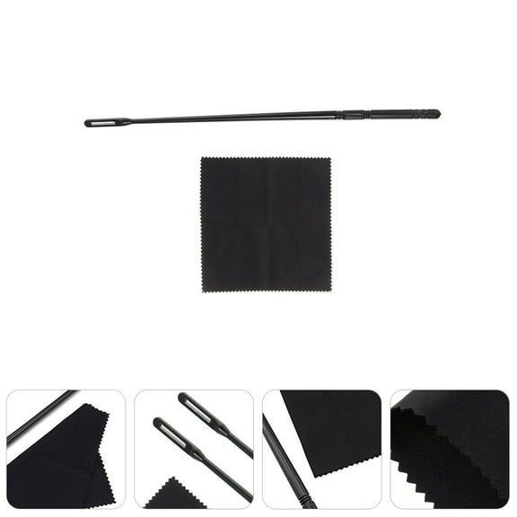 DINHEAROM 1Set Flute and Piccolo Cleaning Cloth with Rod Black Lightweight Easy to Use Flute Accessories