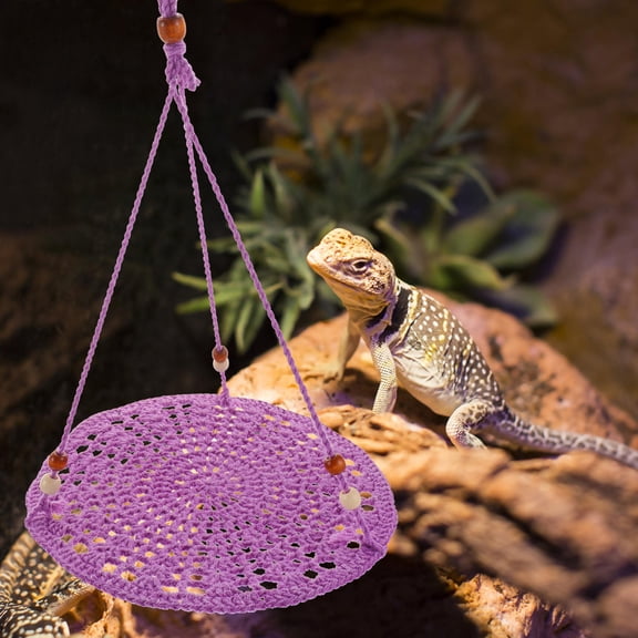DINHEAROM Cotton Rope Reptile Hammock 1 Set 9.8x9.8x14.9in Purple