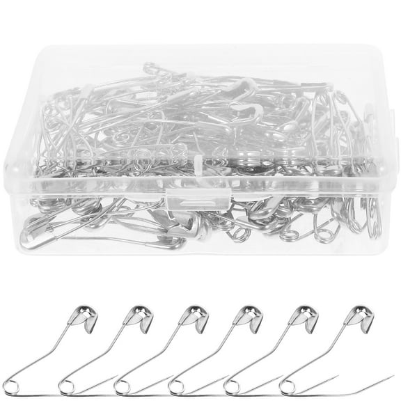 DINHEAROM 100 Pins Curved Safety Pin for Clothes and Fabric Crafts Stainless Steel Silver 3.8X0.7cm