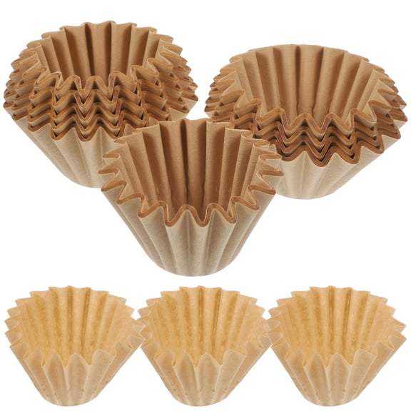 DINHEAROM 100Pcs Cake Bowl Shape Coffee Filter Cone Light Brown Wood Fiber For Coffee Lovers