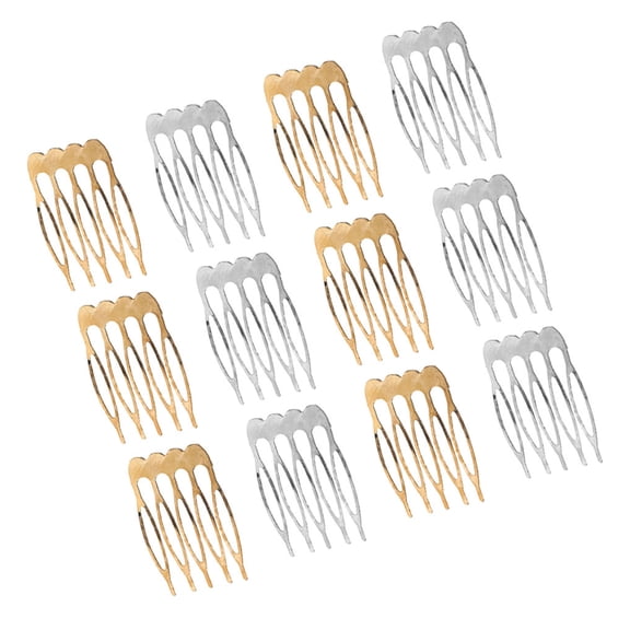 DINHEAROM 100Pcs Durable Plated Silver Wire Hair Combs with 5 Teeth for Bridal Veil and Wedding Decoration