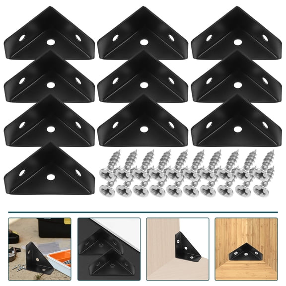 DINHEAROM 10-Pack Multi-Purpose Triangle Brackets for Bed Headboard, Footboard, and Bedside Support, 1.54 x 1.54 x 0.79 Inches