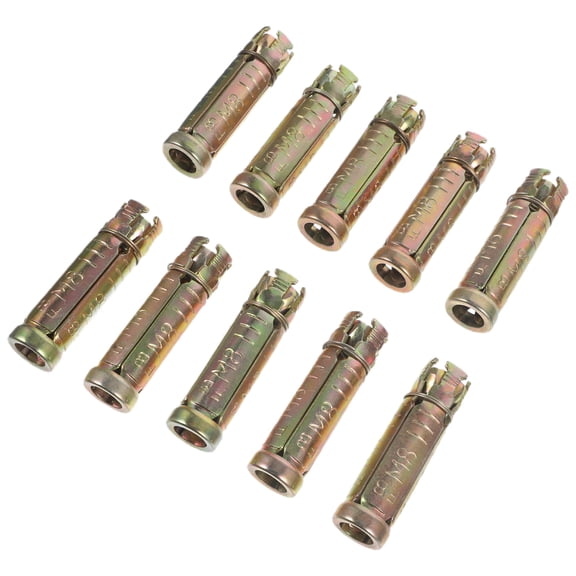 DINHEAROM 10Pcs Knurled Drop in Concrete Anchors Steel Expansion Bolts for Household Fixtures