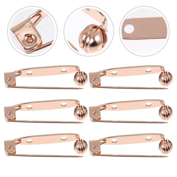 DINHEAROM 10Pcs Craft Brooch Backs Golden Copper for Glue or Sewing Fixation in Crafts