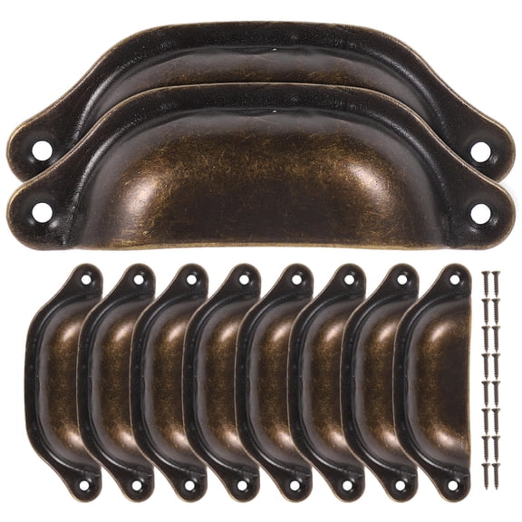 DINHEAROM 10Pcs Dark Shaped Iron Cabinet Knobs for Furniture Renovation Vintage Style Pulls