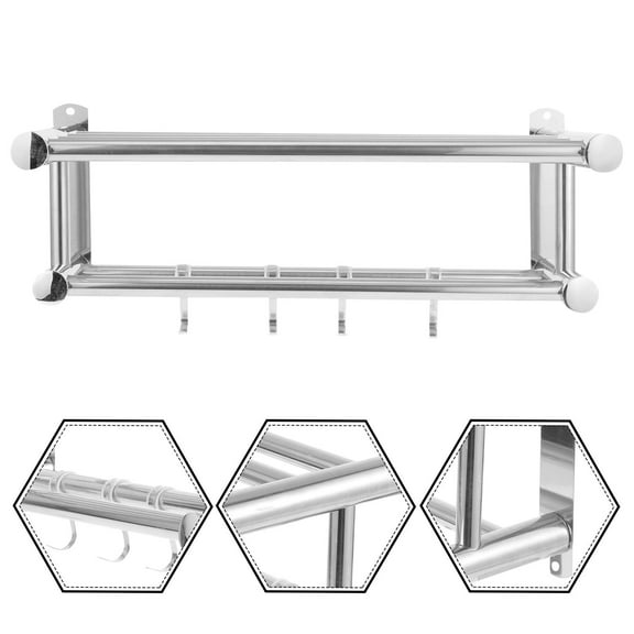 DINHEAROM 1Pack Stainless Steel Shower Organizer Bathroom Shelves for Shower Wall-Mounted Wire Basket 38x21cm