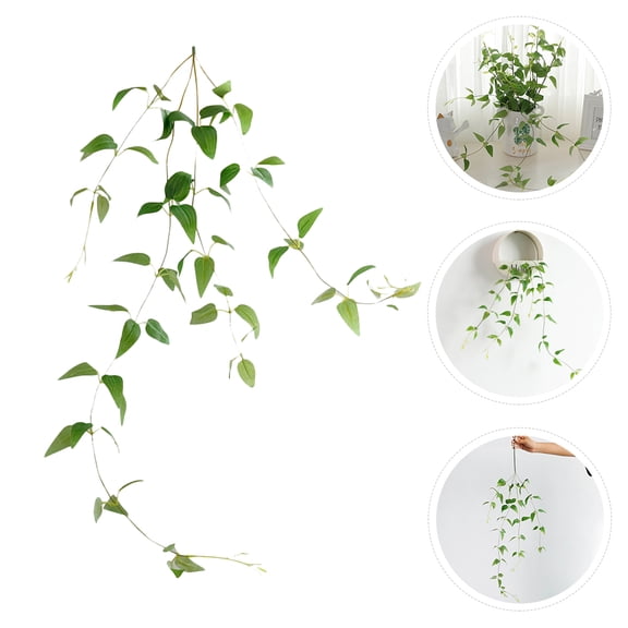 DINHEAROM 1Pc Faux Clematis Leaf Vine Decorative Artificial Plant with Iron Wires for Home