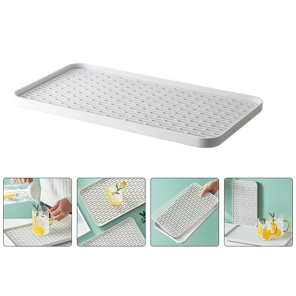 DINHEAROM 1Pc White Plastic Draining Tray for Tea Tray with Simple Design Homeowners