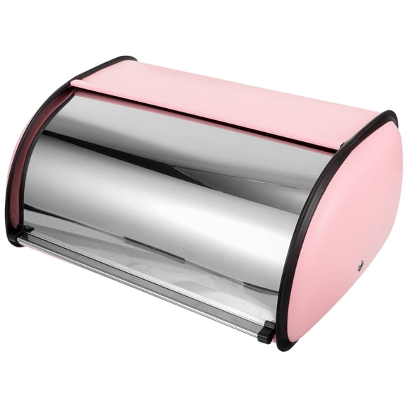 DINHEAROM 1Pcs Airtight Bread Box In Pink Stainless Steel For Kitchen Storage