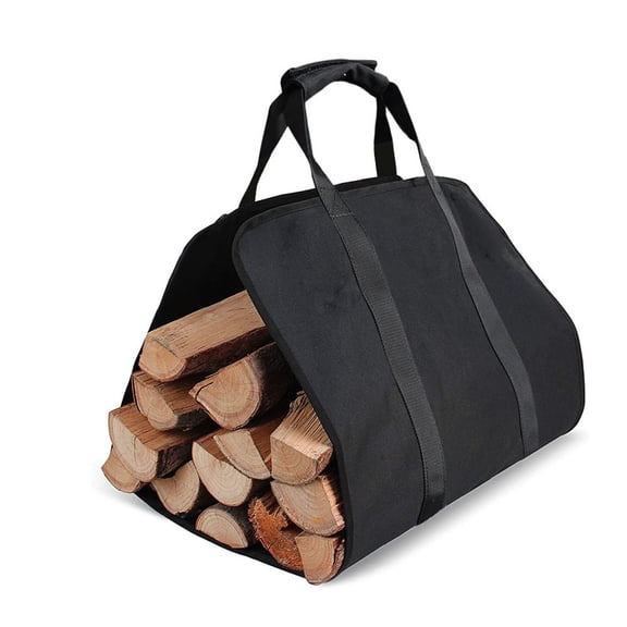 DINHEAROM Black Firewood Carrier Bag Foldable Cotton Log Tote for Men Women Gardening Camping Picnic