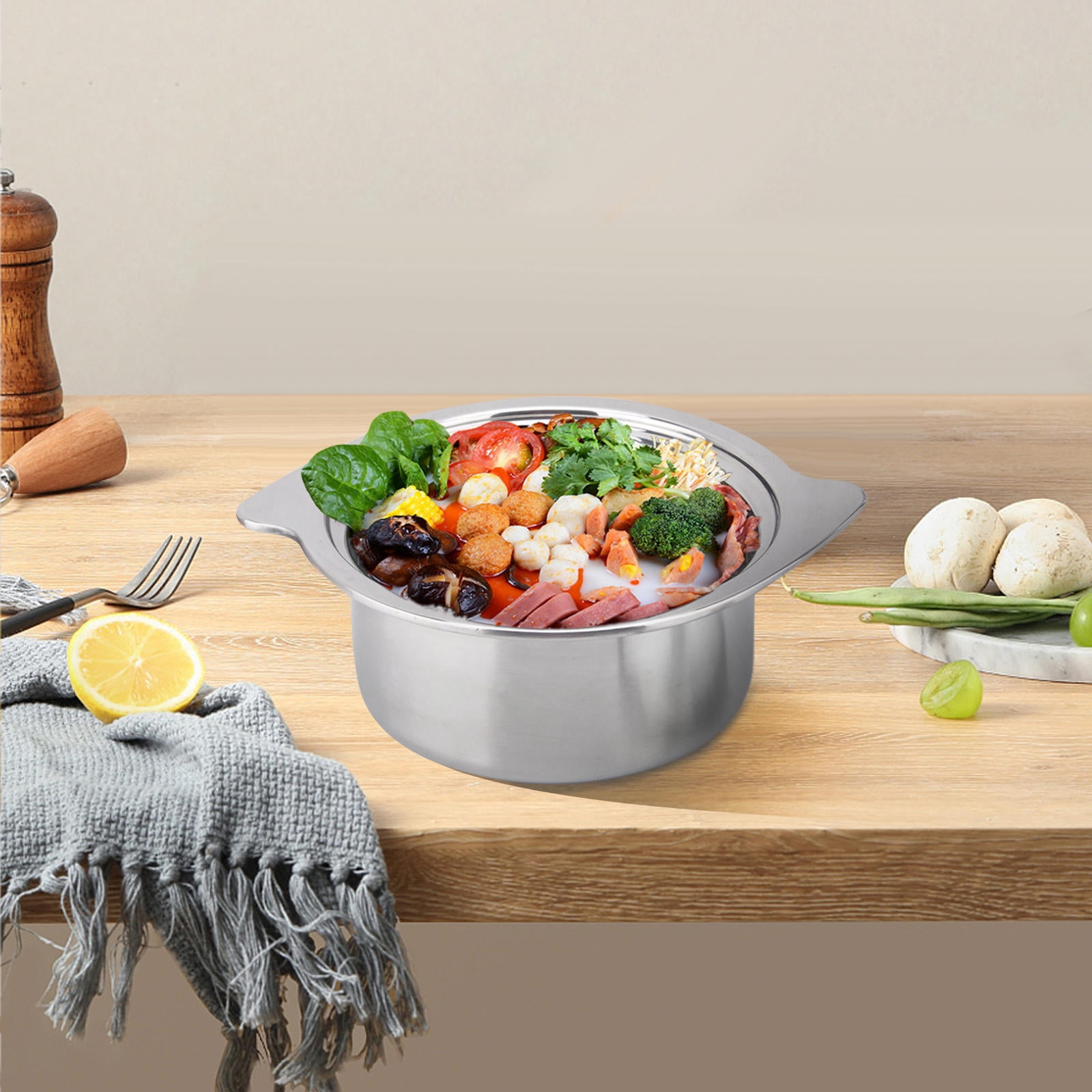 DINHEAROM Stainless Steel Cooking Pot for Home and Outdoor Use, Kitchen Cookware, Camping and Picnic Essential