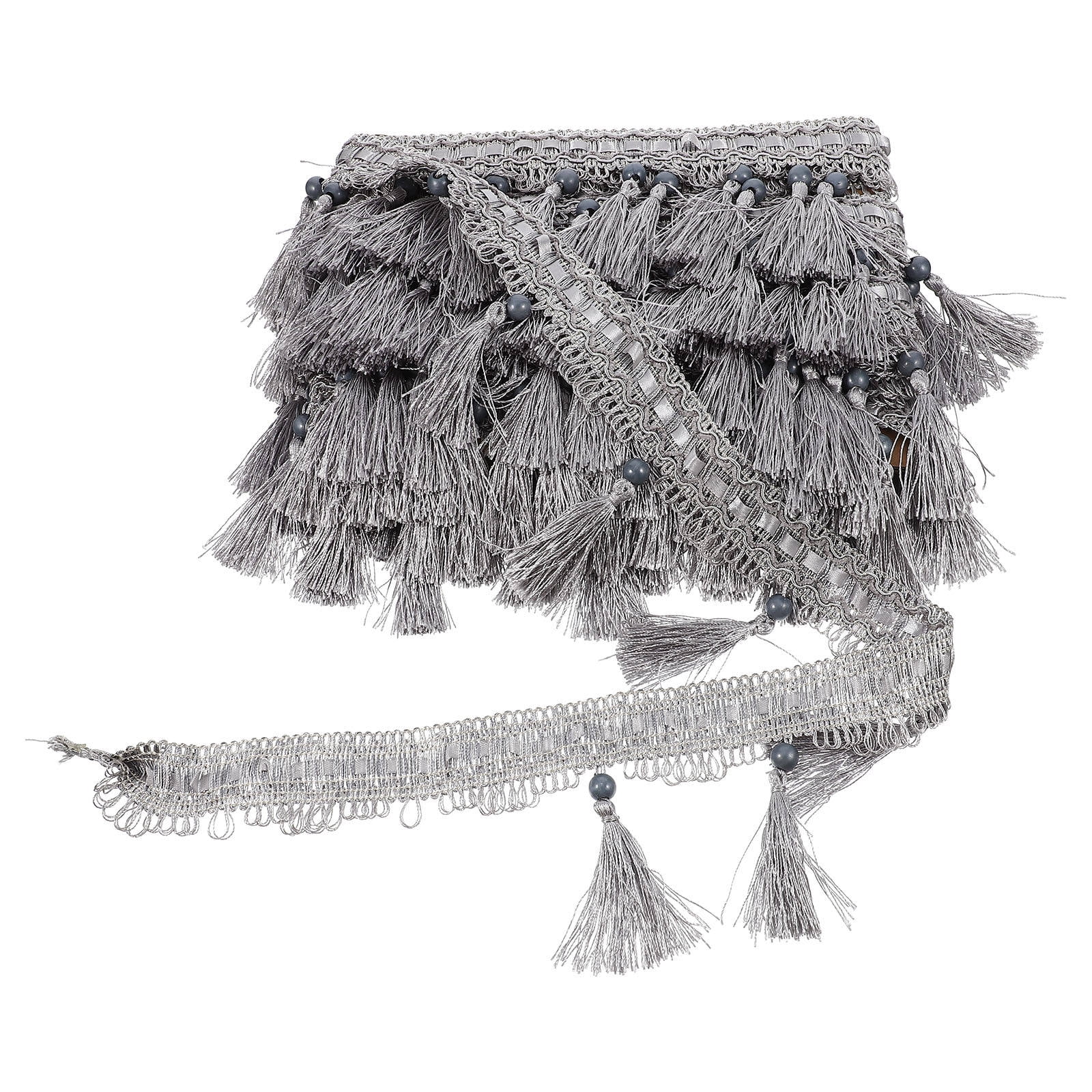DINHEAROM Grey Polyester Fringe Trim for Curtain Decorative Sewing Sofa Cushion Home Decor
