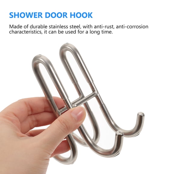 DINHEAROM 1Pcs Glass Shower Towel Hook Silver Square for Bathroom Accessories and Heavy Objects