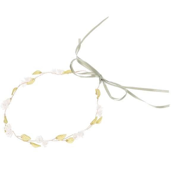 DINHEAROM 1Pcs Golden Floral Hoop Crown for Bride and Bridesmaid in 28x23in