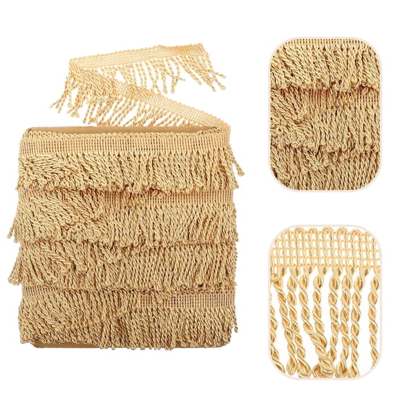 DINHEAROM 1Pcs Golden Tassel for Curtains and Cushions 1050x5cm Polyester Yarn Sewing Fringe Trim