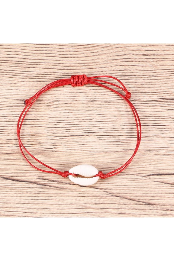 1Pcs Hand-Knitted String Bracelet Beige Shell for Ladies Adjustable Size Easy to Wear and Take Off