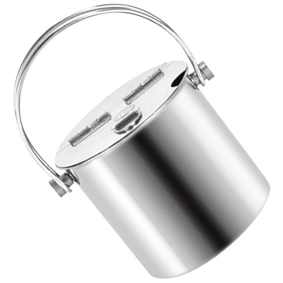 DINHEAROM Stainless Steel Ice Pail for Bar Storage Plated Silver Beer Bucket for Cocktail Parties