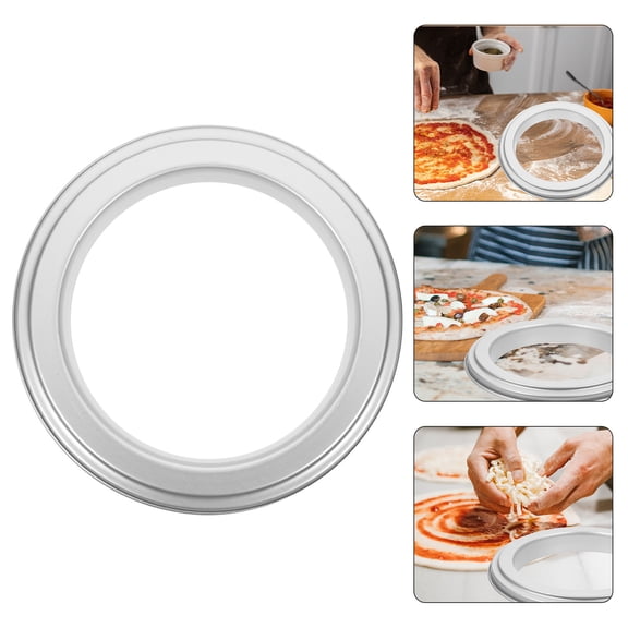 DINHEAROM Plated Silver Metal Pizza Baking Ring Practical Saucing Tool for Kitchen Bakery Restaurant Use