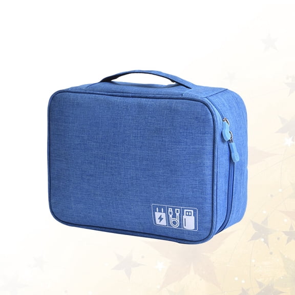 DINHEAROM 1Pcs Sky-Blue Polyester Cable Organizer Bag 9.6*7.3in
