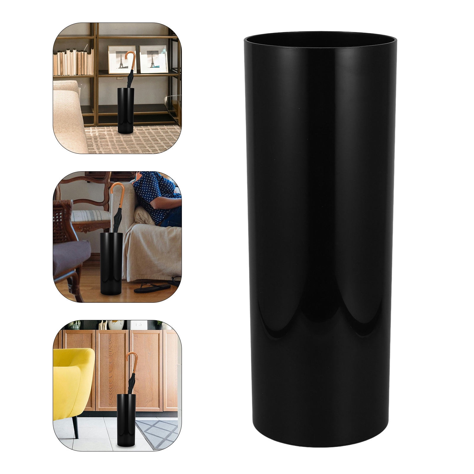 DINHEAROM Large Umbrella Holder Indoor Black Plastic Round Waterproof 1Pack