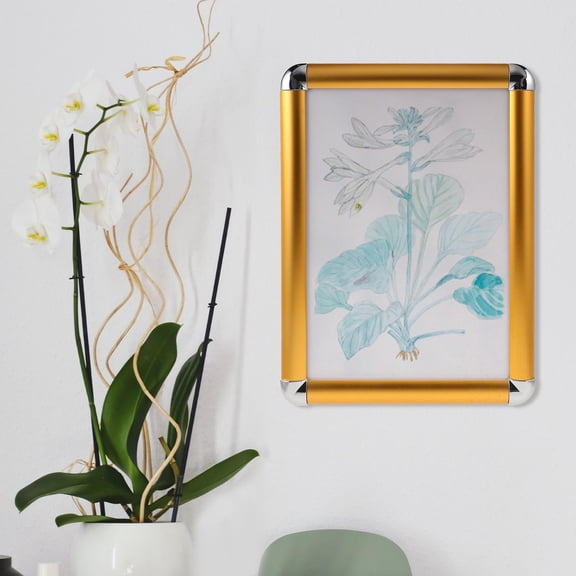 DINHEAROM 1Set Aluminum Alloy Poster Frame With Golden Round Corner For Wall Mounting Display Posters Home Decor