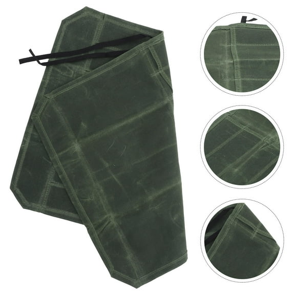 DINHEAROM 1Set Chef Roll Bag Waxed Canvas Pouch Olive Green 22.01X17.68X0.39in For Cutlery Outdoor Use