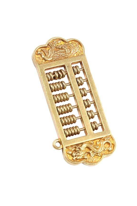 1Pc Premium Golden Key Ring Pendant with Chinese Abacus Design Corrosion Resistant
