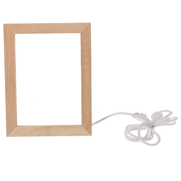 DINHEAROM 1Set Lighted Picture Frame Rectangular Shape Khaki Color USB Powered Creative Design